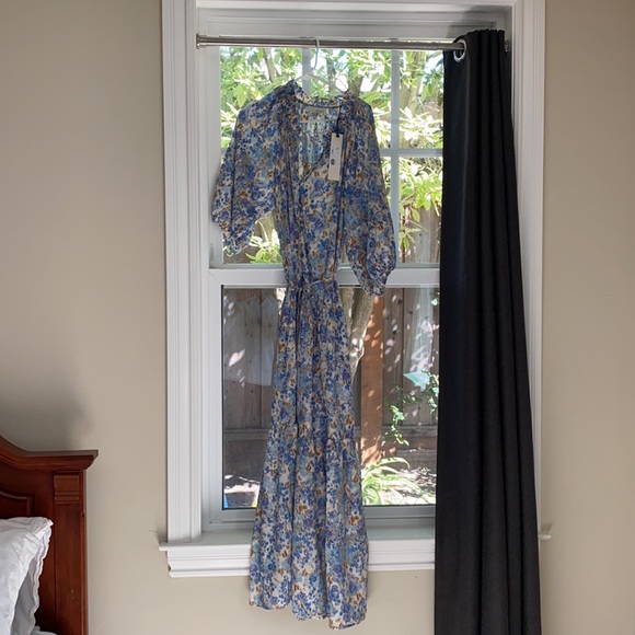 Silk Maxi Dress with Tie Waist - Picture 2 of 4